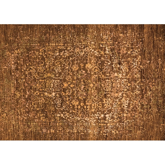 Ahgly Company Indoor Rectangle Oriental Orange Industrial Area Rugs, 2' x 3'
