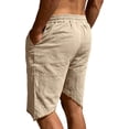 thumbnail image 6 of Besolor Men's Linen Shorts Drawstring Elastic Waist Lightweight Thin Breathable Casual Shorts with Pocket(Large,Khaki), 6 of 7