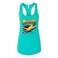 thumbnail image 2 of Wild Bobby, Ford Yellow Mustang Horsepower Cars and Trucks Women Racerback Tank Top, Tahiti Blue, Small, 2 of 6