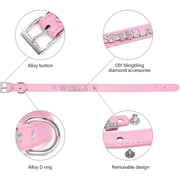 Newborn Brand Personalized Dog Collar PU Leather with Rhinestone Letters, Customized Sparkling Name Collar for Small Dogs Cats,Pink,8-10 inch,Small