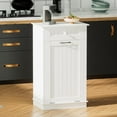 thumbnail image 4 of Wooden Tilt Out Trash Can Cabinet, 10 Gallon Dog Proof Garbage Can Holder, Kitchen Island with Laundry Hamper, White, 4 of 8