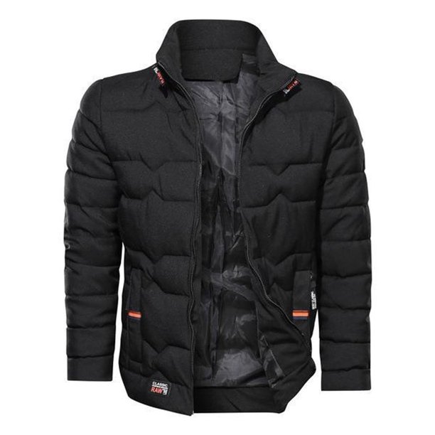 Chaqueta de plumón Umfun para hombre, abrigo aislante sólido de moda, regalo para otoño e invierno con dos bolsillos, color negro M