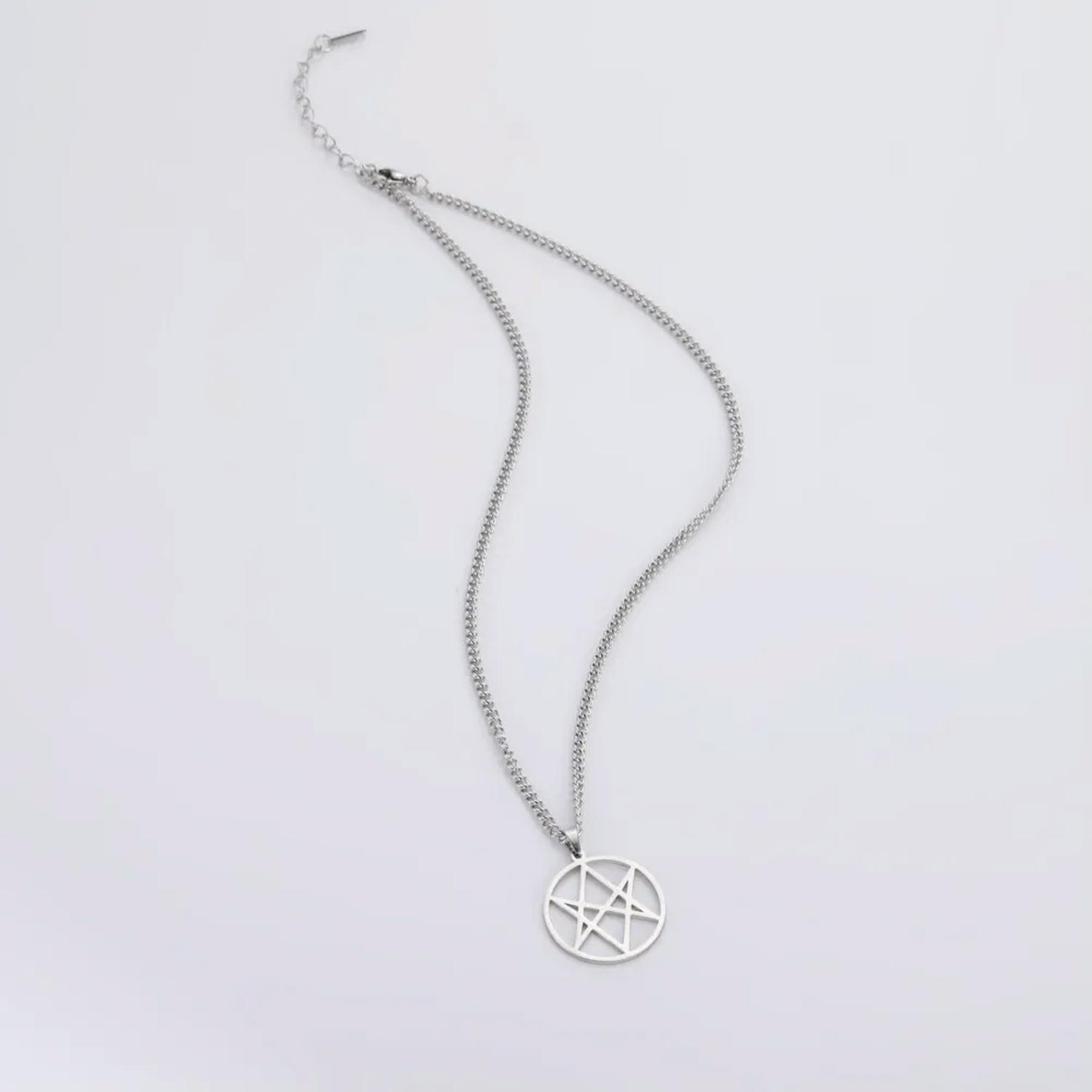 CENWA Unicursal Hexagram Symbol Necklace - Stainless Steel Pendant Jewelry, 1.5 Inch