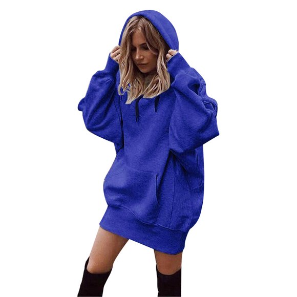 Baberdicy Essentials Hoodie Women Fashion Solid Color Clothes Hoodies Pullover Coat Hoody Sweatshirt Hoodies for Women Blue