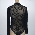 thumbnail image 5 of Pijama de una pieza de manga larga con cuello alto y textura sexy de estilo europeo y americano, lencería sexy transparente, 5 of 5