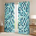 thumbnail image 2 of Homewish Minimalist Geometric Checkered Blackout Curtains Set of 2 (52x84 Each),Pixel Pattern Window Curtains,Blue White Curtains and Drapes For Children,Microfiber Bedroom Decor, 2 of 6
