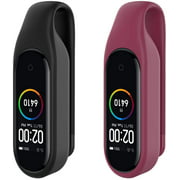 MiPhee 2-Pack Clip Hoder for Mi Band 4/3 Replacement Accessory, Black+Sangria
