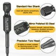 thumbnail image 5 of Uxcell 10pcs T7 Torx Screwdriver Bit 1/4" Hex Shank 50mm/2" Length S3 Steel Magnetic Tamper Proof Star 6 Point Head Hex Screw Driver Bits, Black, 5 of 7