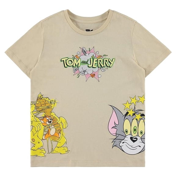 Tom and Jerry Boys T-Shirt, Graphic Cartoon Tom and Jerry Shirt for Kids Sand - 10/12