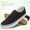 thumbnail image 4 of AOMAIS Men Fashion Canvas Sneakers Non-slip Low top Shoes Comfortable Round Toe Walking Shoes Casual Lace up Tennis Shoes(Black US9), 4 of 9
