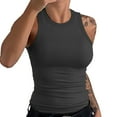 thumbnail image 2 of Gray Women's Tanks, Womens Sleeveless Racerback High Neck Casual Basic Cotton Ribbed Tank Top,Women's Tanks & Camis XXL, 2 of 4