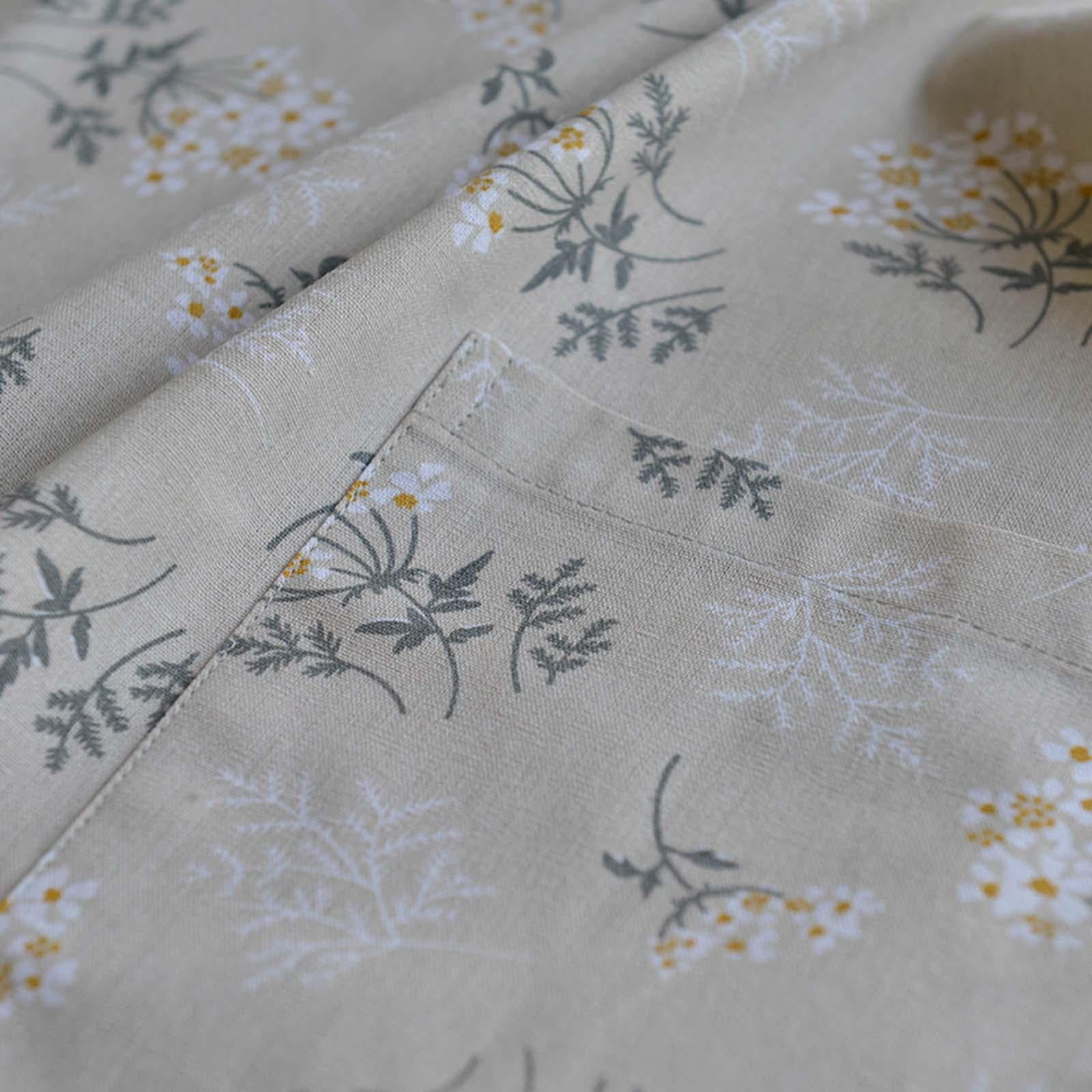 Fiocias Apron Waterproof Kitchen Apron with 2 Pockets Bib Apron Cooking Apron Work Apron Floral White