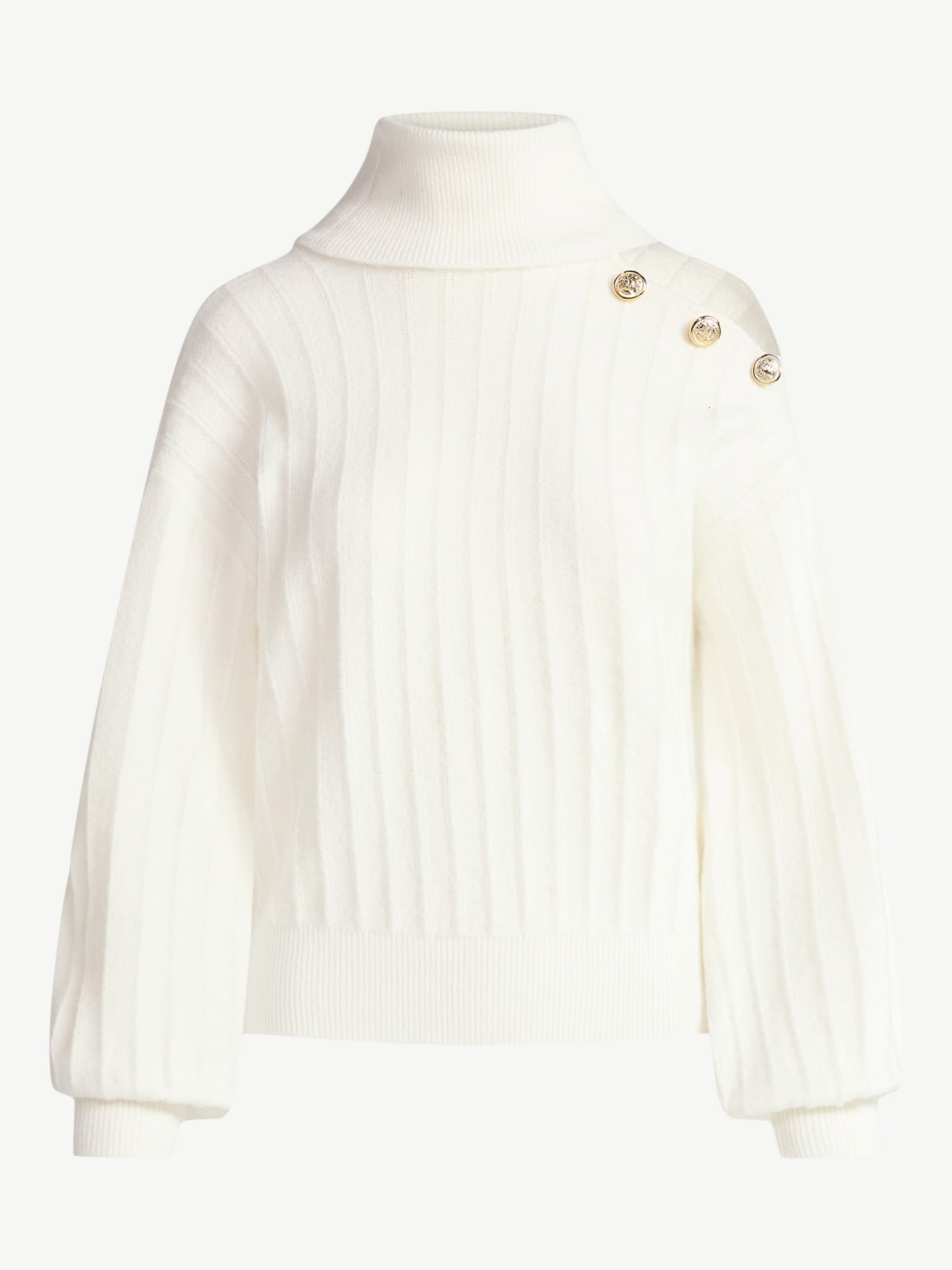 Sofia by Sofia Vergara Women's Mock Neck Button Pullover Sweater, Mid Weight, Sizes, XS-XXXL