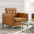 thumbnail image 1 of Modway Loft Tufted Button Faux Leather Upholstered Accent Armchair, Tan, 1 of 5