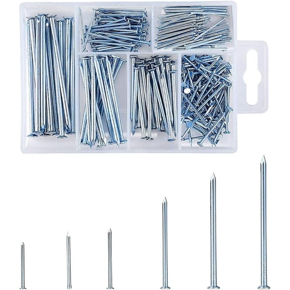Wall Nails for Hanging Pictures, High-Quality Steel, Galvanized Nails for Home Improvement, Convenient Storage Box for Carpentry Repairs and DIY Projects (280pcs)