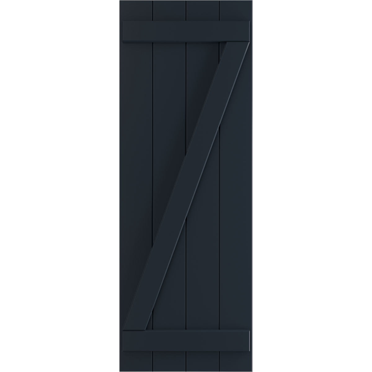 Ekena Millwork 21 1/2"W x 75"H True Fit PVC Four Board Joined Board-n-Batten Shutters w/Z-Bar, Starless Night Blue (Per Pair - Hardware Not Included)