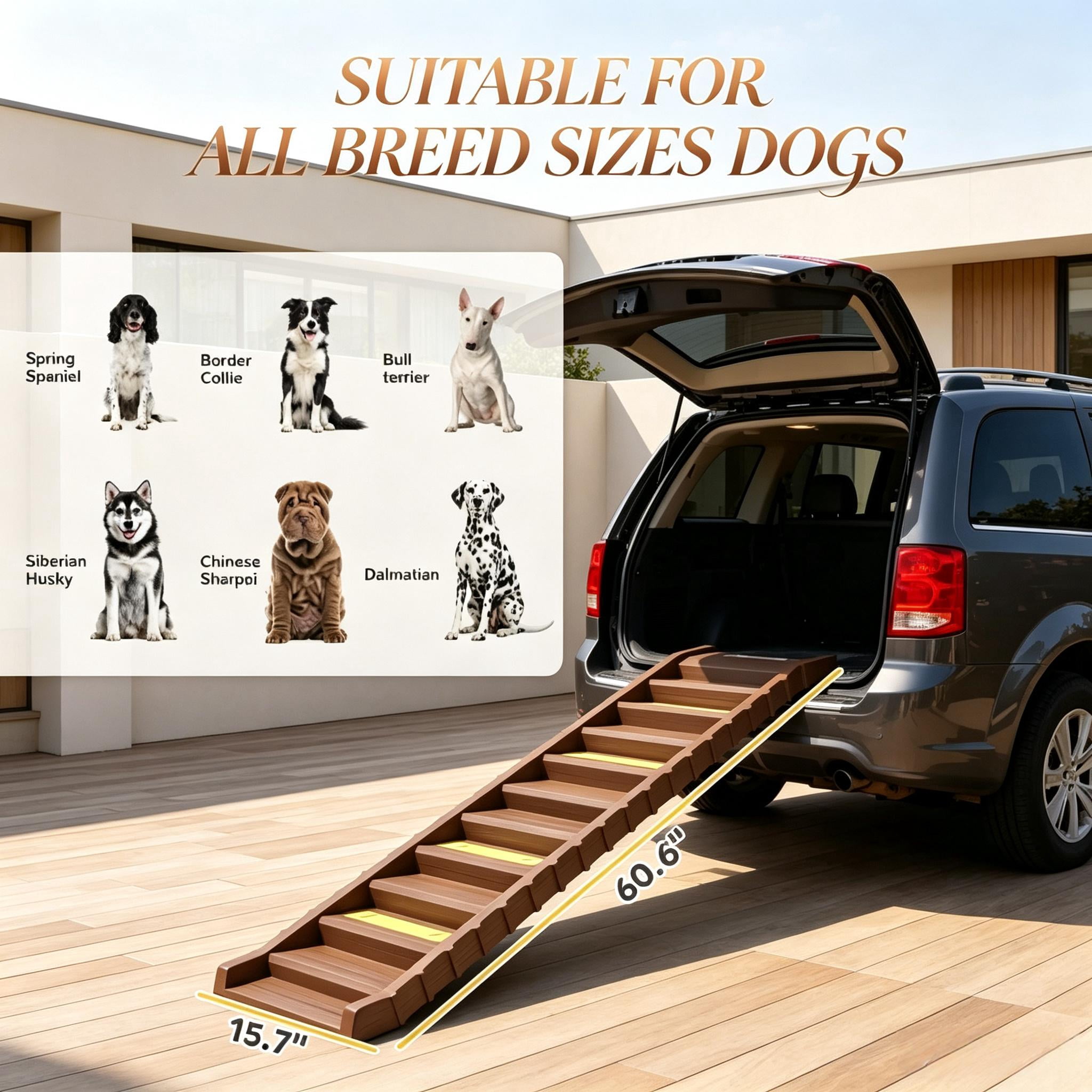 Foldable Dog Stairs Ramp for Car Truck SUV, for Large Medium Small Dogs