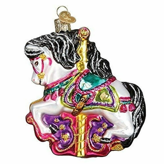 Old World Christmas 4.25In Carousel Horse, Glass, Ornament 44112