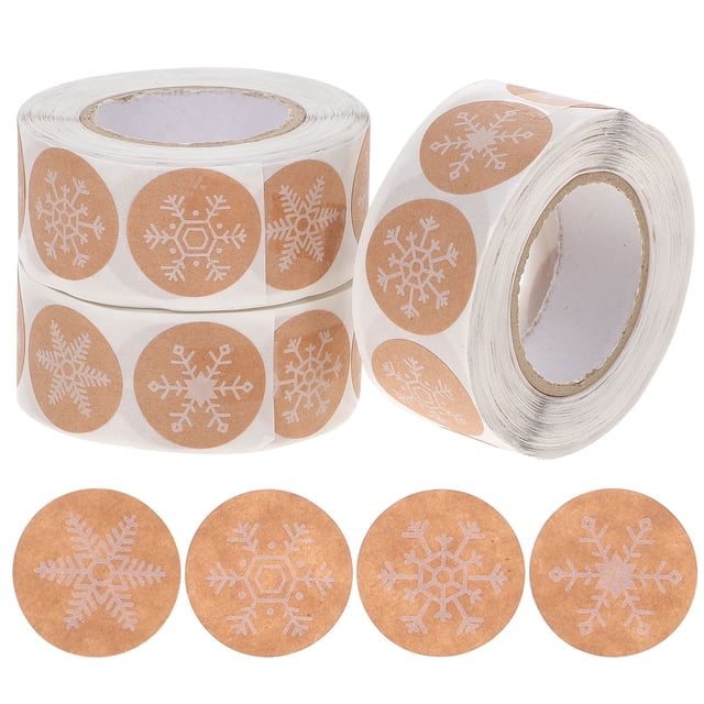 CIMAXIC christmas 3 Rolls Gift Box Sealing Stickers Christmas Snowflake Sticker Decorative Sticker,2.56"X2.56"X1.57"