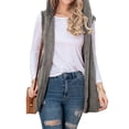 thumbnail image 4 of ZXSXSY Women Open Front Solid Color Sleeveless Fleece Hooded Vest Cardigans, 4 of 6