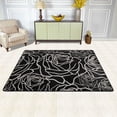 thumbnail image 3 of YFYANG 36"x24" Non-Slip Flannel Carpet Doormat, Living Room Bedroom Office Decorative Area Rugs, Indoor Black Rose Texture Doodle Floor Mats, 3 of 7