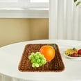 thumbnail image 4 of OEFNTAC Imitation Woven Plastic Fruit Basket for Snacks Bread Produce Countertop Storage 8.66x8.66x2.76in, 4 of 6