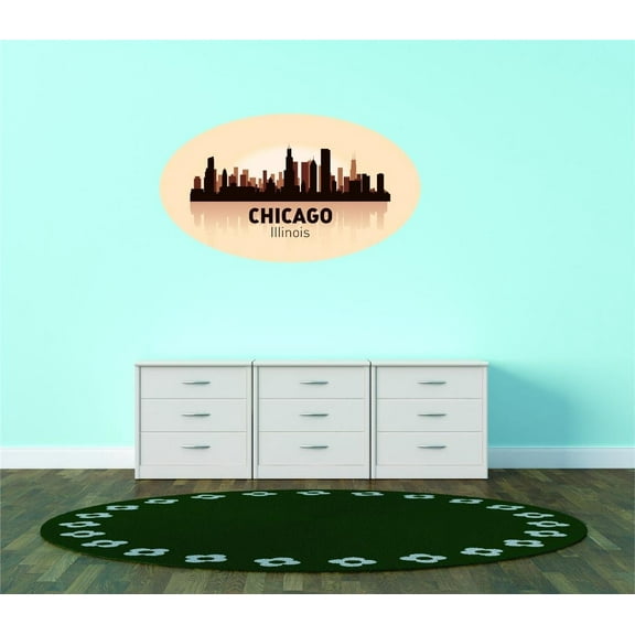 Chicago Illinois United States Major City Geographical Map Landmark - Vinyl Wall Decal - 16x30