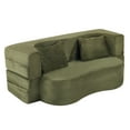 thumbnail image 3 of LiviNest Green Velvet Convertible Sofa Bed: Modern Folding Floor Sofa Bed for Small Apartments & Home Offices - Plush Fabric High-Density Foam Support Sleeper Sofa for Adults & Guests, 3 of 6