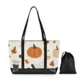thumbnail image 7 of FORMRS Canvas Laptop Tote Bag for Women with 15.6" Computer Compartments Shoulder Handbag, Hand Drawn Pumpkin, 7 of 7