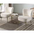 thumbnail image 2 of KCC Modern Velvet Upholstered Accent Chair Set of 2,Mid Century Living Room Chairs with Golden Legs,Comfy Armless Chair Wingback Single Sofa Side Chair for Bedroom,Beige, 2 of 16