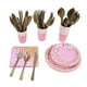thumbnail image 2 of Decoraciones para fiestas rosas, suministros para fiestas rosas, servilletas rosas desechables, platos de cumpleaños rosas, los mejores materiales, 2 of 12
