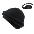 thumbnail image 1 of 1PC Vintage Twist Head Wraps for Men Stretch Modal and Satin Turban Scarf Tie for HairBlack, 1 of 5