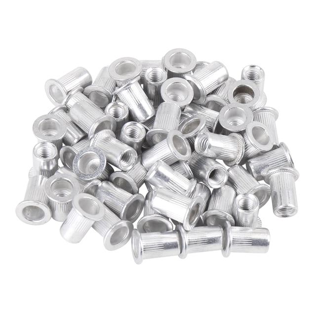 55 Pcs M6 Ton Argent Alliage d'Aluminium Voiture Auto Tête Plate Rivet Écrou Fileté Insert