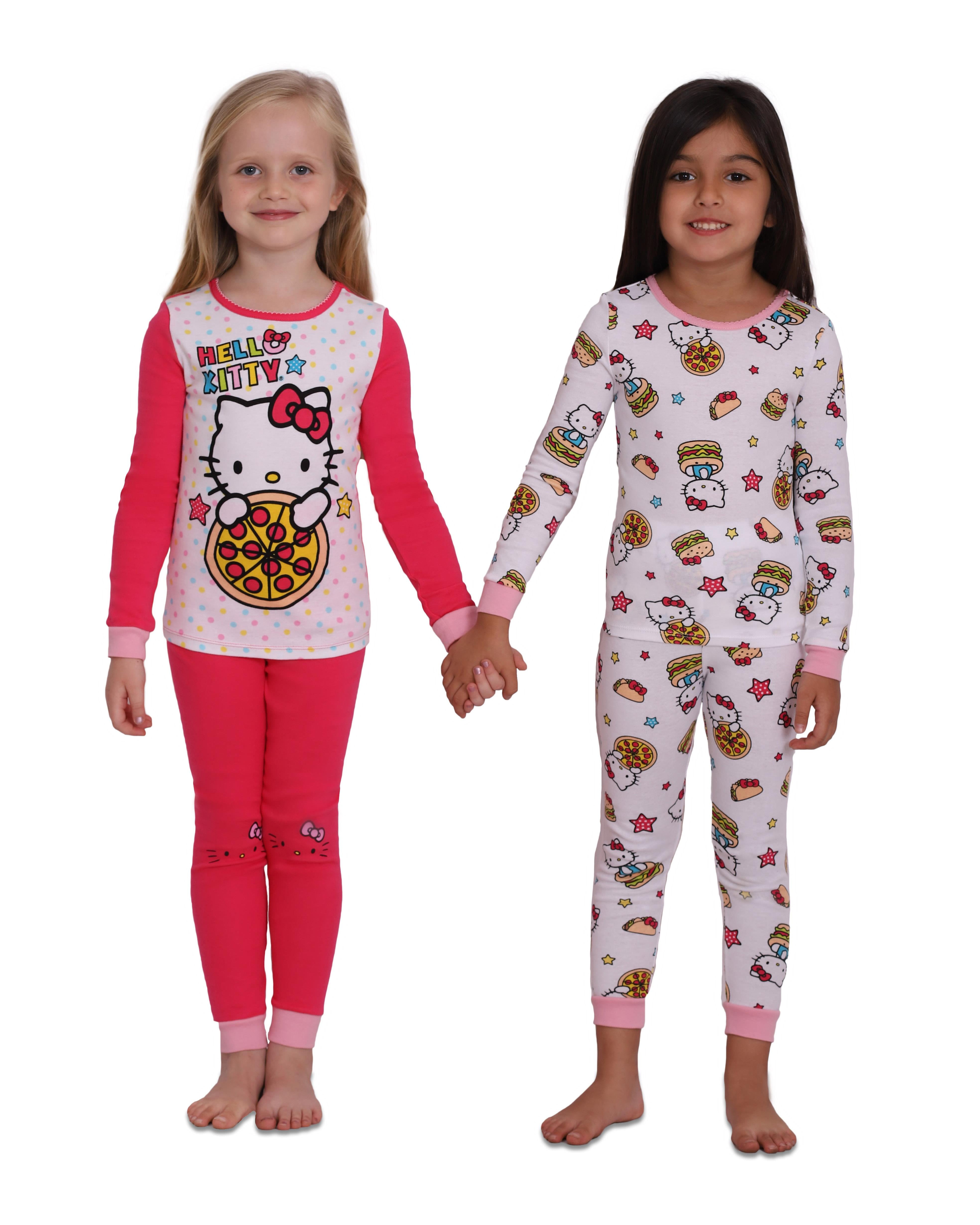 Hello Kitty Girls 4 Piece Cotton Pajama Set with Doorknob Hanger, Sizes 410 Walmart Canada
