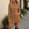 thumbnail image 4 of Fengqque Women’s Stand Collar Single Breasted Wool Blend Coat, Long Sleeve Fit and Flare Short A‑Line Winter Outerwear with Side Pockets, 4 of 6