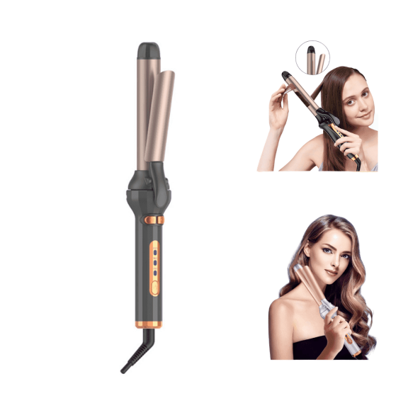 DUANJY 1.18'' Automatic Curling Iron, Professional Auto Rotating Hair Curler with LCD Display, Adjustable Temp, Anti-Scald, Anti-Static Technology, Dual Voltage & Lightweight, Black