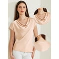 thumbnail image 2 of DARING DIVA Women's Satin Cowl Neck Short Sleeve Casual Blouses XL Pink, 2 of 6