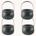 thumbnail image 1 of Mini caldero negro, caldero de bruja de plástico, caldero de brujas, soporte para dulces con asa para suministros de decoración de fiesta de Halloween, juego de 12, 1 of 5