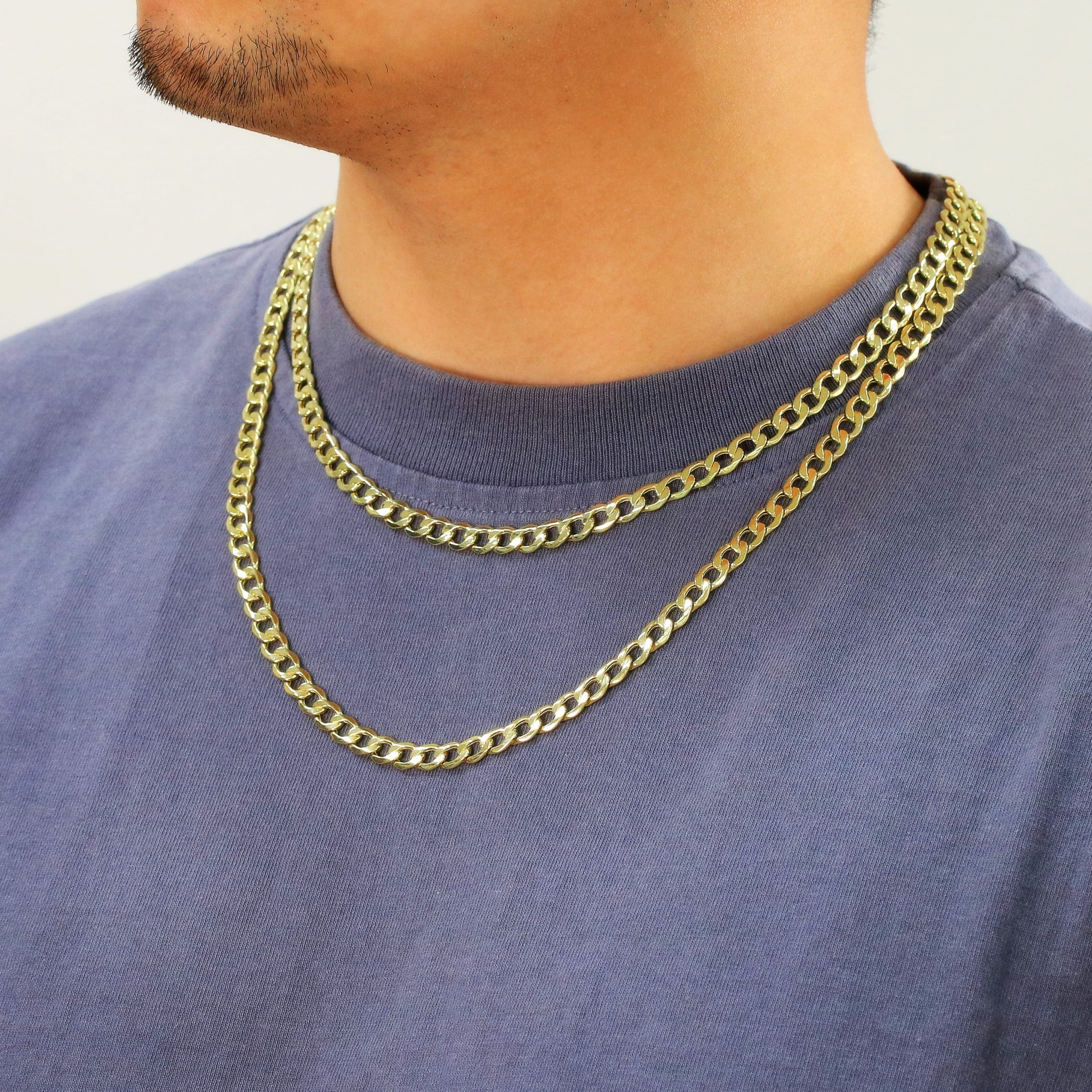 Nuragold 14k Real Yellow Gold Cuban Curb Link 6.5mm Chain Necklace (16"-30") Italian Jewelry for Men & Women