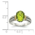 thumbnail image 4 of 14K Two-Tone Gold Ring Band Gemstone Yellow Peridot Oval Green, 4 of 6