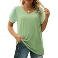 thumbnail image 3 of MOSHU Summer Womens Tops Dressy V Neck Blouses for Women Swiss Dot Puff Sleeve Shirts, 3 of 8