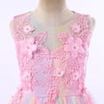 thumbnail image 5 of IBTOM CASTLE Little Big Girls Flower Tulle Dress Princess Pageant Birthday Party Wedding Formal Floor Length Long Dance Evening Maxi Gown 5-6 Years Rainbow Pink, 5 of 8