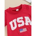 thumbnail image 6 of Aojekbee 4th of July Baby Rompers Infant Girls Boys Fuzzy Letter Flag Embroidery Crew Neck Short Sleeve Bodysuits Summer Jumpsuits, 6 of 10