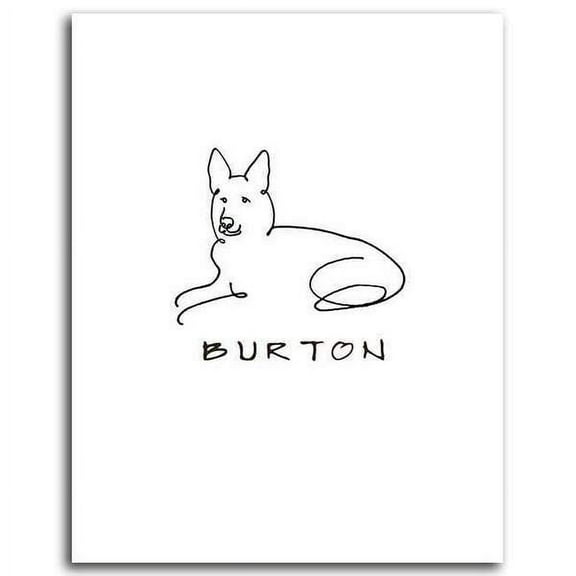 Personalized Hand-Crafted German Shepherd Line Drawn Style Block Mount