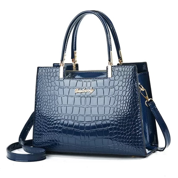 Women handbags Purse Shiny Patent Leather Crocodile Pattern Top Handle Handbag Satchel Bags Zipper Medium Tote Bag