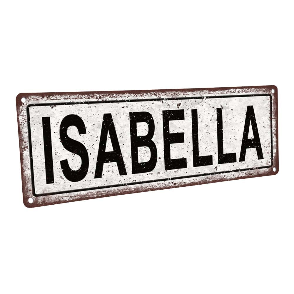 Isabella 4 x12 Metal Sign Wall Décor for Kids Room and Nursery