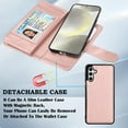 thumbnail image 4 of Takfox Wallet Phone Case for Samsung Galaxy S24, PU Leather with Credit Card Holder Case [9 Card Slots] Folio Flip Detachable Magnetic Cover Kickstand & Carrying Strap, Rose Gold, 4 of 7