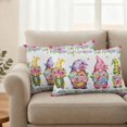 thumbnail image 2 of Spring Pillow Covers 2 Pack Purple Pink Green Rose Floral Leaf Gnomes Pastoral Pillowcase Waterproof Outdoor Throw Pillow Cover for Patio Balcony Rectangular Cushion 20”x12”, 2 of 9