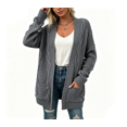 thumbnail image 3 of Women's Casual Long Sleeve Cardigan, Cable Knit Open Front Sweater with Pockets, Cozy Outerwear for Daily Wear & Fall Winter Outfits, 3 of 7