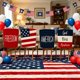 thumbnail image 4 of YiJuHui Independence Day Chair Covers Set of 4, Patriotic Memorial Day 4th of July Decorations for Home Kitchen Dining Party, Reusable Polyester Holiday Chair Back Covers, Flag Theme Party Supplies, 4 of 7